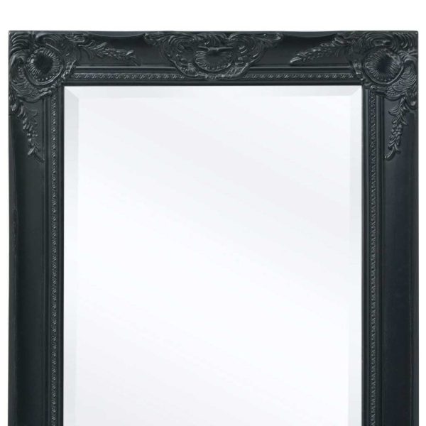Wall Mirror Baroque Style 140×50 cm Black