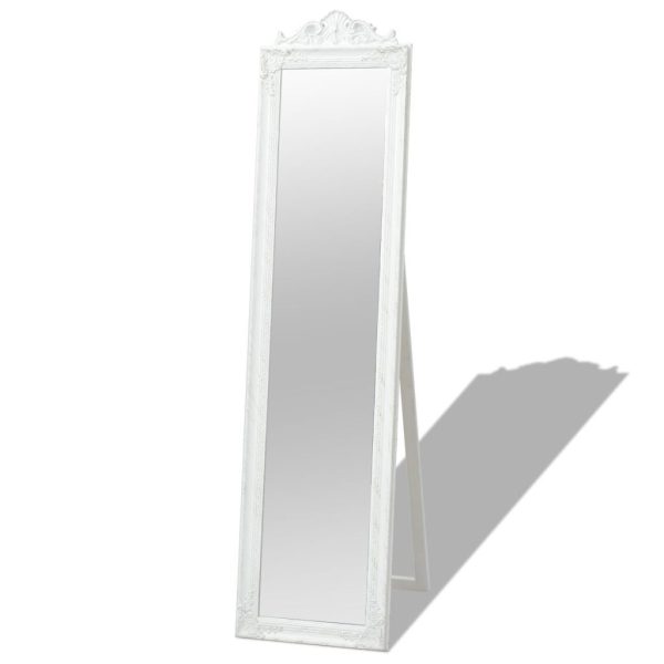 Free-Standing Mirror Baroque Style 160×40 cm White