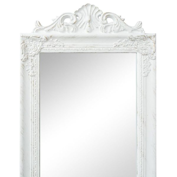 Free-Standing Mirror Baroque Style 160×40 cm White