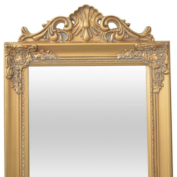 Free-Standing Mirror Baroque Style 160×40 cm Gold
