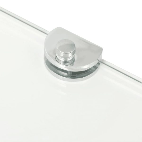 Corner Shelf with Chrome Supports Glass Clear 45×45 cm
