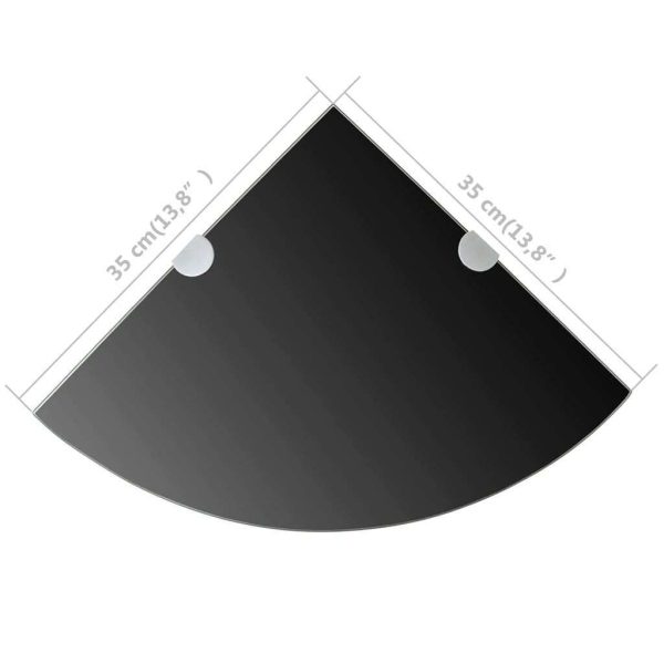 Corner Shelf with Chrome Supports Glass Black 35×35 cm