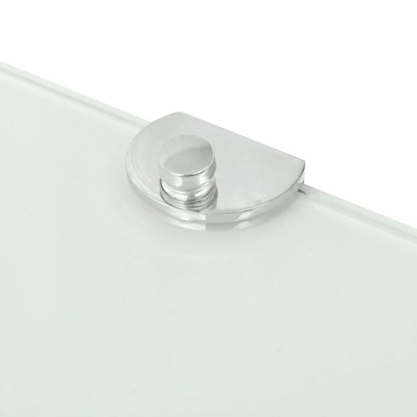 Corner Shelf with Chrome Supports Glass White 25×25 cm
