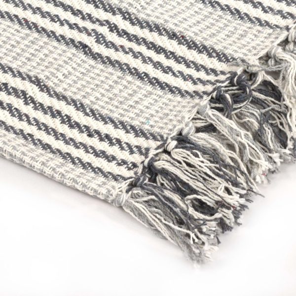 Throw Cotton Herringbone – 125×150 cm, Grey and White