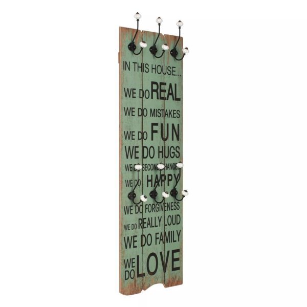 Wall-mounted Coat Rack with 6 Hooks 120×40 cm HAPPY LOVE