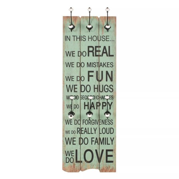 Wall-mounted Coat Rack with 6 Hooks 120×40 cm HAPPY LOVE
