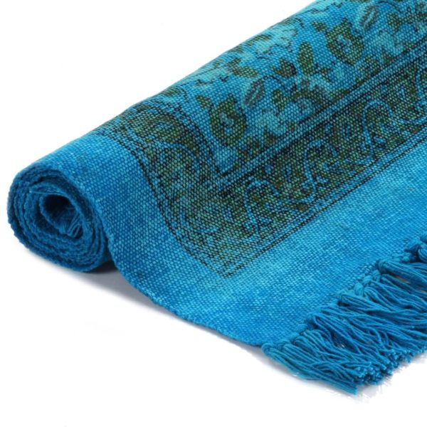 Kilim Rug Cotton 120×180 cm with Pattern Turquoise