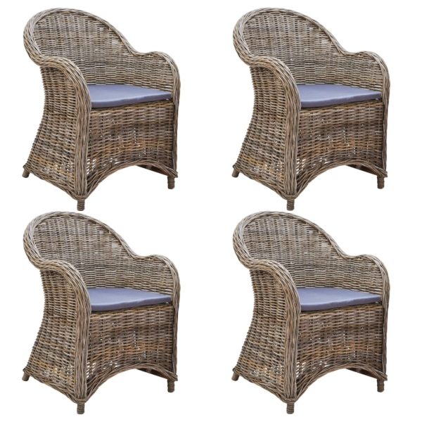 Outdoor Chairs with Cushions Natural Rattan