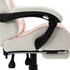 Racing Chair with Footrest Pink and White Faux Leather