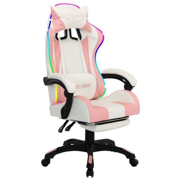 Racing Chair with RGB LED Lights Faux Leather