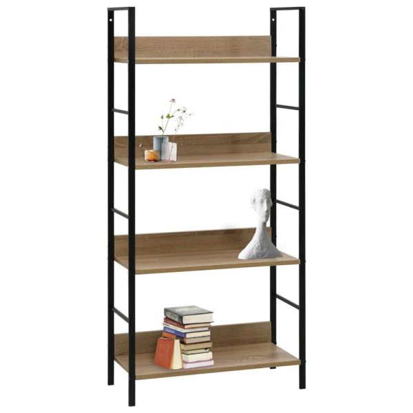 4-Layer Book Shelf Oak Engineered Wood – 60×27.6×124.5 cm