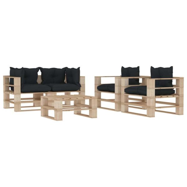 5 Piece Garden Lounge Set Pallets Wood