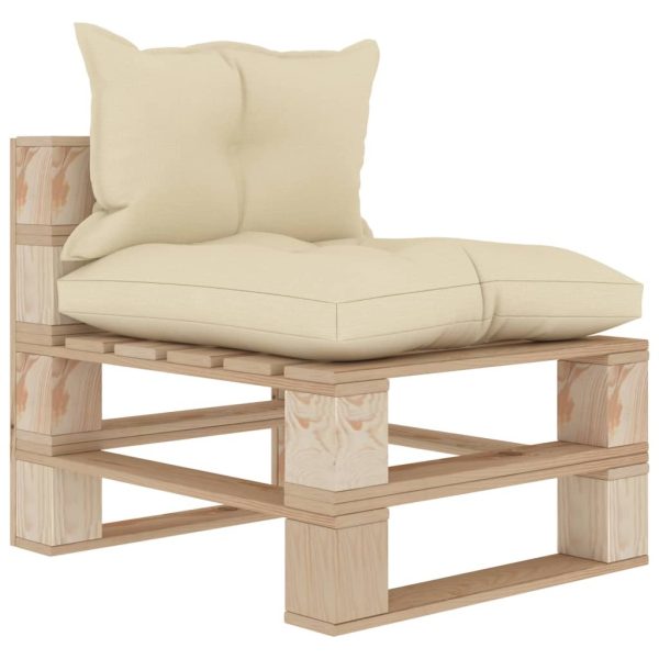 Garden Pallet Middle Sofa with Cushions Wood