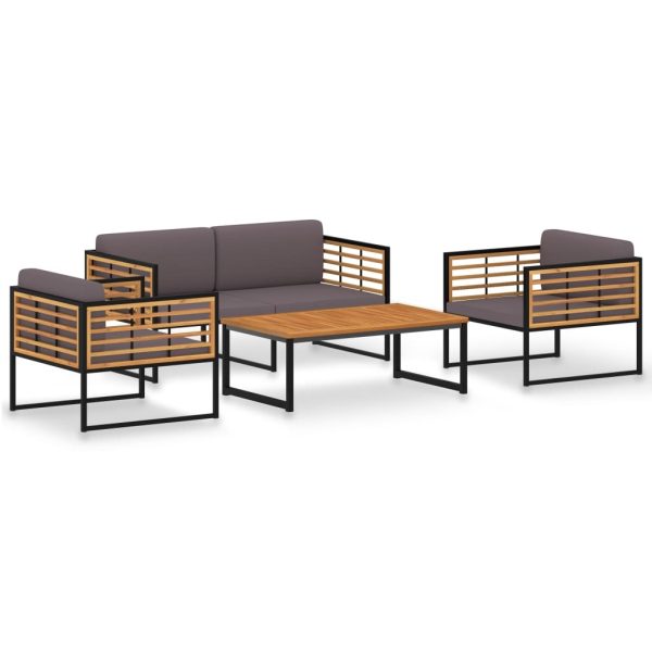 Garden Lounge Set Solid Acacia Wood and Steel