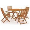 5 Piece Folding Outdoor Dining Set Solid Acacia Wood