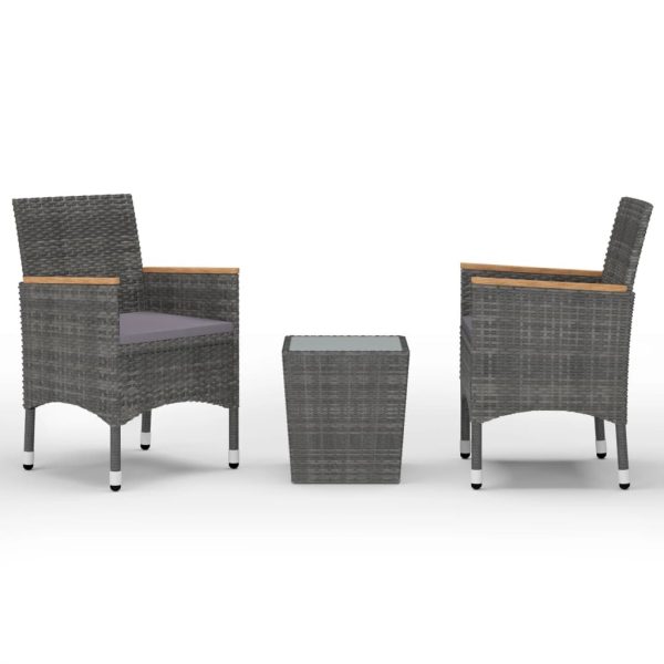 Bistro Set Poly Rattan and Tempered Glass