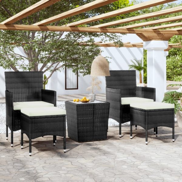 Bistro Set Poly Rattan and Tempered Glass