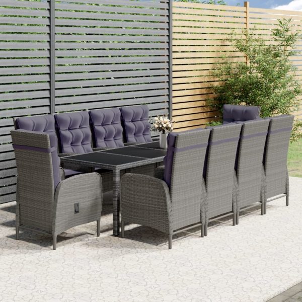 11 Piece Garden Dining Set Poly Rattan