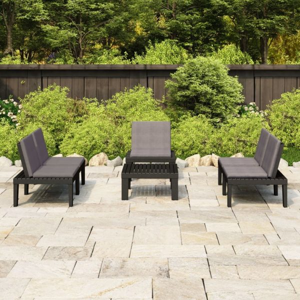 4 Piece Garden Lounge Set with Cushions Plastic