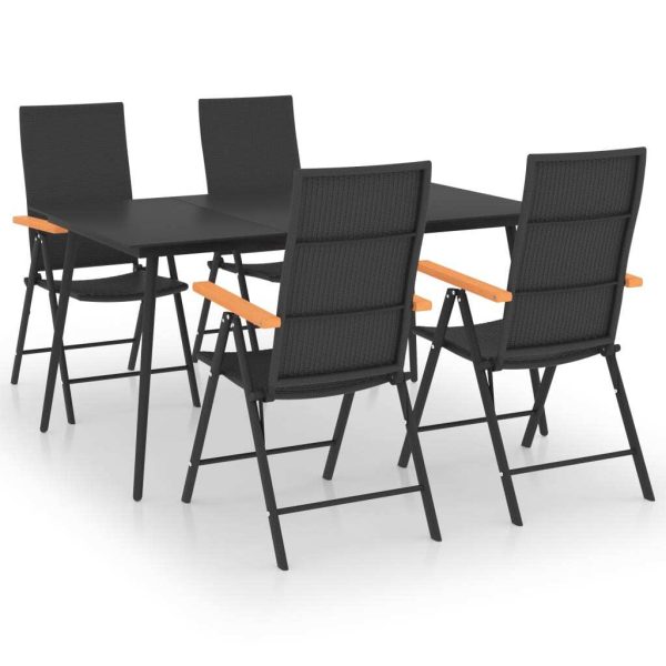 Garden Dining Set Black and Brown