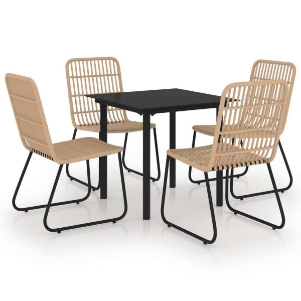 Outdoor Dining Set Poly Rattan and Glass