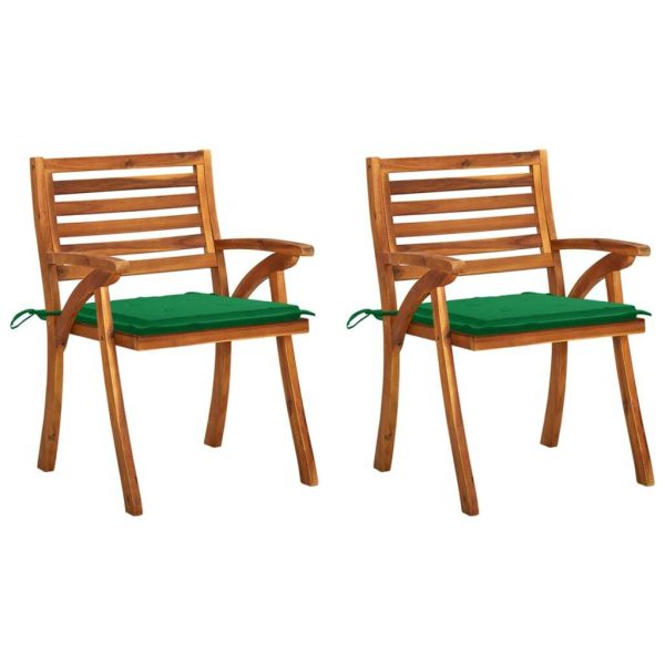 Garden Dining Chairs with Cushions Solid Acacia Wood