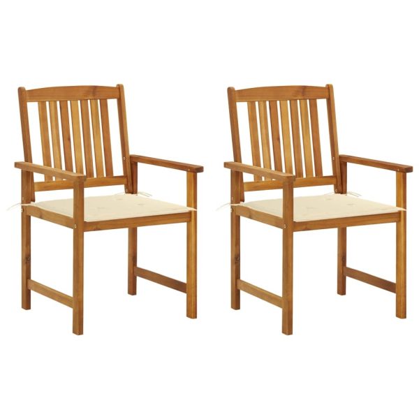 Garden Chairs with Cushions Solid Acacia Wood
