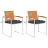 Garden Chairs with Cushions Solid Acacia Wood and Steel