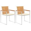 Garden Chairs with Cushions Solid Teak Wood and Steel