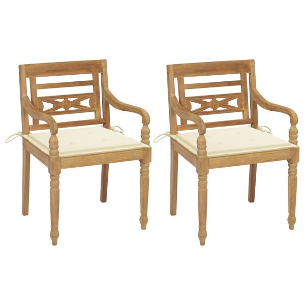 Batavia Chairs with Cushions Solid Teak Wood