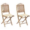 Folding Garden Chairs 2 pcs with Cushions Bamboo