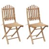 Folding Garden Chairs 2 pcs with Cushions Bamboo