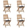 Folding Garden Chairs with Cushions Solid Wood Acacia