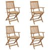 Folding Garden Chairs with Cushions Solid Wood Acacia