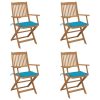 Folding Garden Chairs with Cushions Solid Wood Acacia