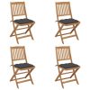 Folding Garden Chairs with Cushions Solid Wood Acacia