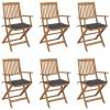 Folding Garden Chairs with Cushions Solid Wood Acacia