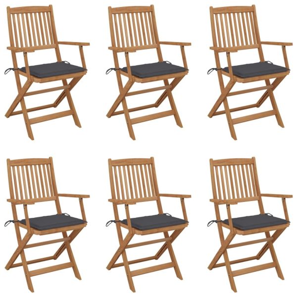 Folding Garden Chairs with Cushions Solid Wood Acacia