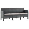 Garden Sofa with Cushions Anthracite PP Rattan