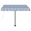 Freestanding Manual Retractable Awning 300×250 cm Blue/White