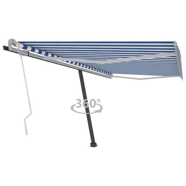 Freestanding Manual Retractable Awning 400×300 cm Blue/White