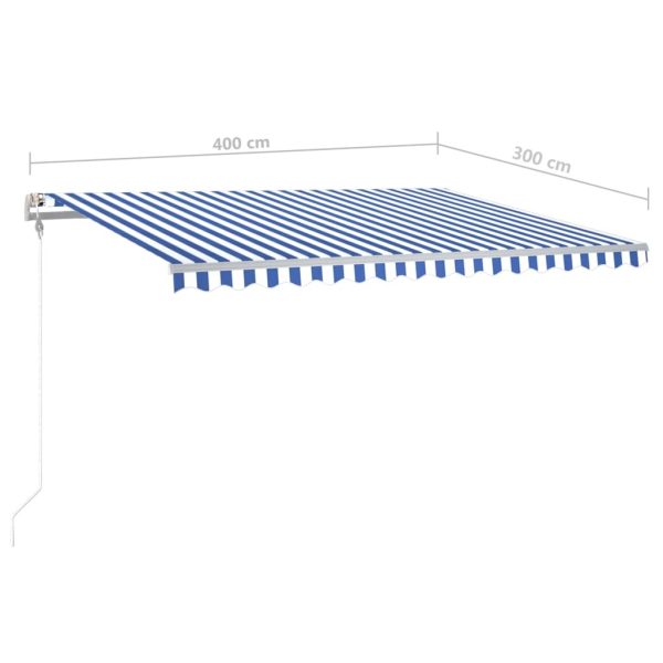 Freestanding Manual Retractable Awning 400×300 cm Blue/White