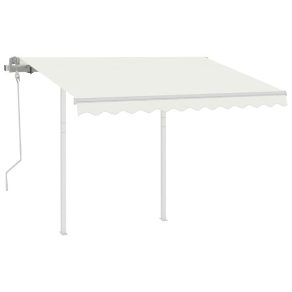Manual Retractable Awning with Posts 3×2.5 m Cream