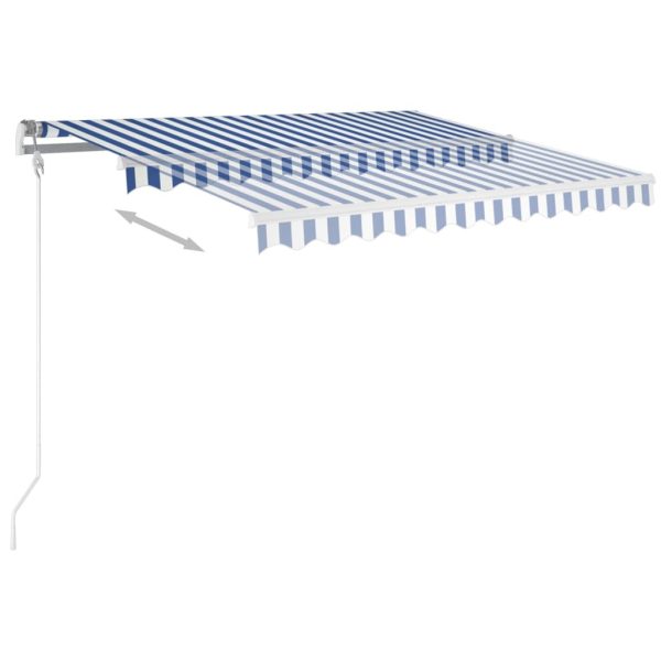Manual Retractable Awning with Posts 3.5×2.5 m Blue and White