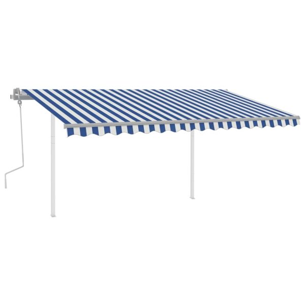 Manual Retractable Awning with Posts 4×3 m Blue and White