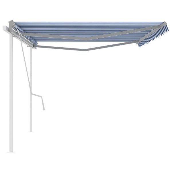 Manual Retractable Awning with Posts 5×3 m Blue and White
