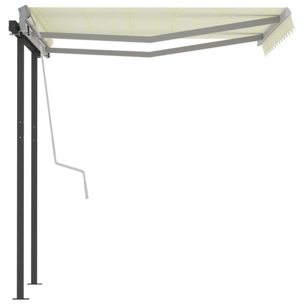 Manual Retractable Awning with Posts 3×2.5 m Cream
