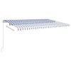 Manual Retractable Awning with Posts 3.5×2.5 m Blue and White