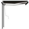 Manual Retractable Awning with LED 3.5×2.5 m Anthracite