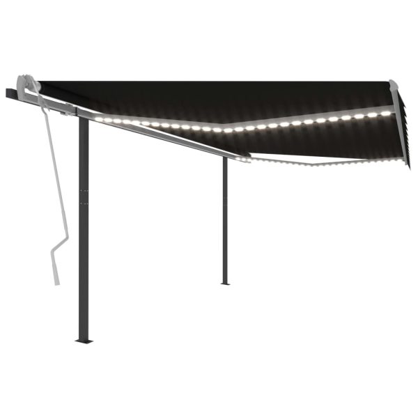 Manual Retractable Awning with LED 4.5×3 m Anthracite